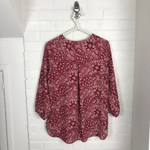 West Kei Nordstrom Red Bandana Boho Print Blouse Size S - Picture 9 of 9